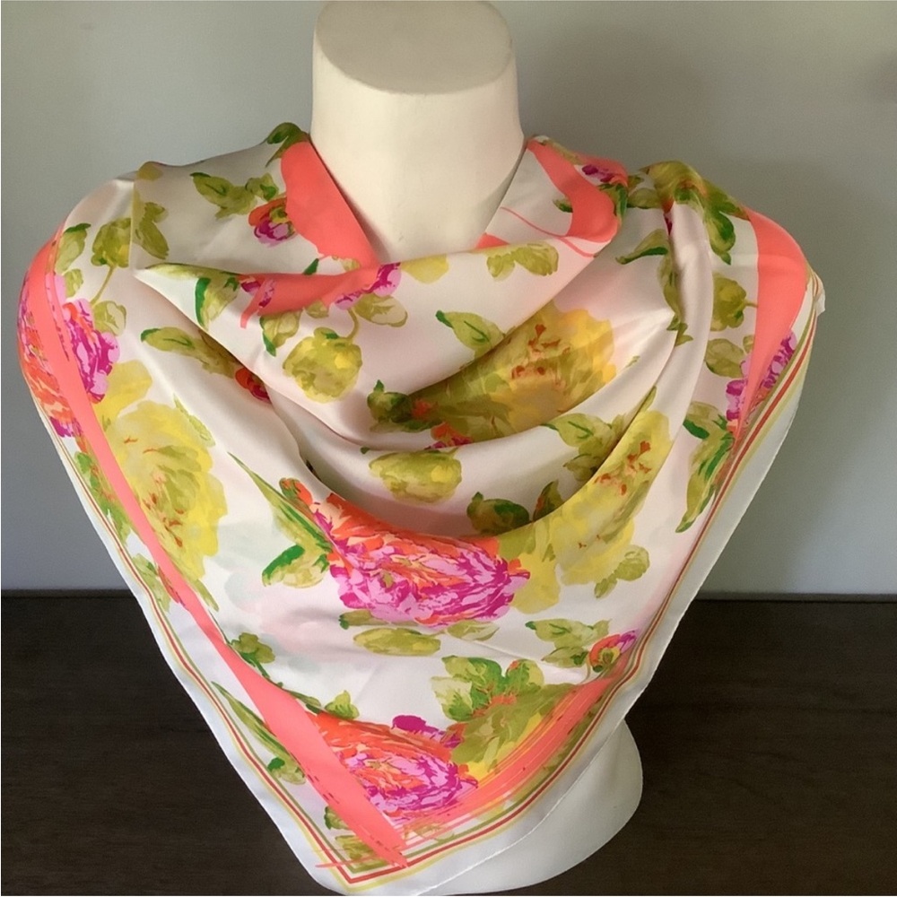 Juicy Couture Large Square Silky Floral Scarf - Picture 1 of 2
